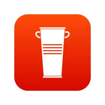 Trash can with handles icon digital red Illustration