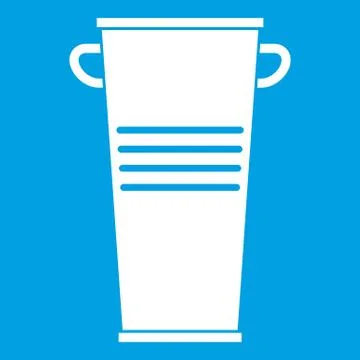 Trash can with handles icon white Illustration