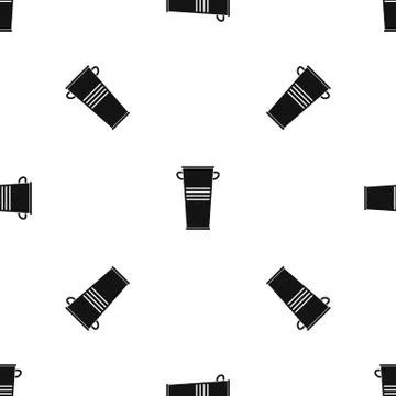 Trash can with handles pattern seamless black Illustration