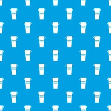 Trash can with handles pattern seamless blue Illustration