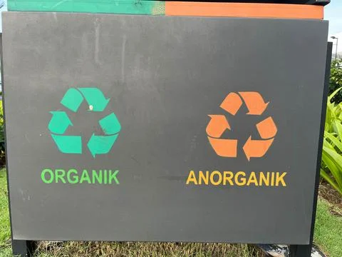 Trash can that has separation of organic and inorganic Stock Photos
