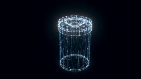 Trash Can hologram Rotating Stock Footage 154809439