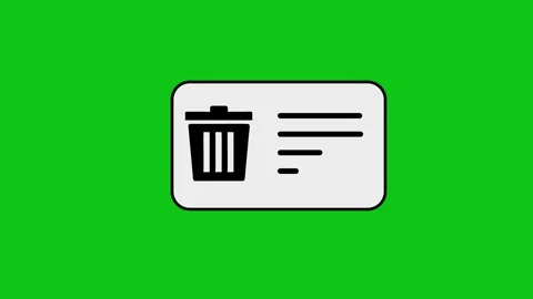 Trash can icon animation with text lines and checkmark symbol on green scre.. Vídeos de archivo 346496752