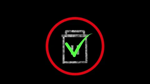 Trash can icon appears with a check mark. This trash can icon confirms a su.. Stock Footage 337621600