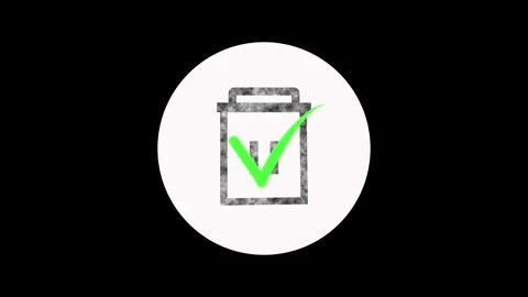 Trash can icon appears in a green circle. This trash can icon represents a .. Stock Footage 337621592