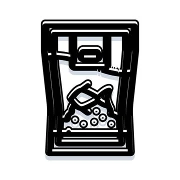 Trash can icon containing debris, waste, and garbage Stock Illustration