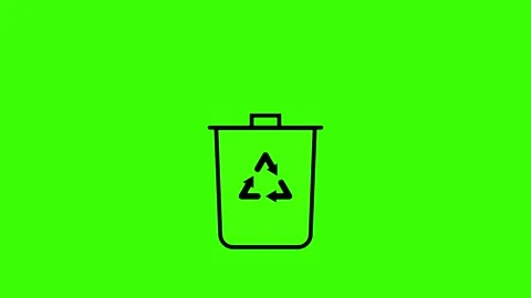 Trash can icon green screen animated icon throw away trash green screen whi.. Stock Footage 284630670