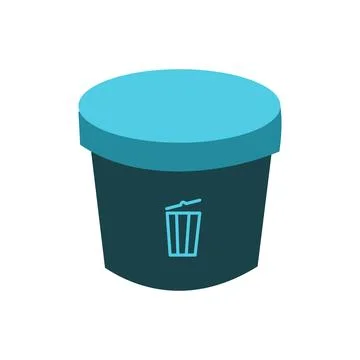 Trash can icon in isometric 3d style on a white background. Illustrazione stock