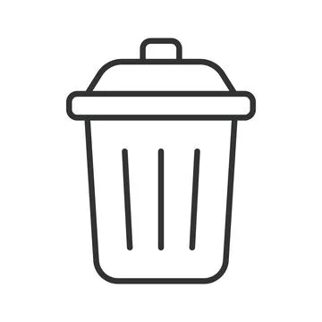Trash can icon in line design. trash garbage hygiene waste sanitation disposal Stock Illustration