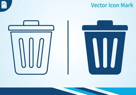 Trash can icon mark bin outline solid garbage symbol. Stock Illustration