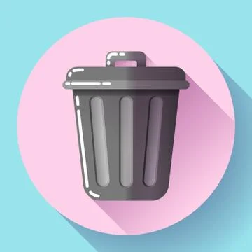 Trash can icon Recycle Bin Garbage Flat Vector Illustration 스톡 일러스트