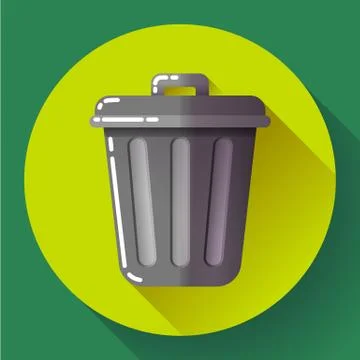 Trash can icon Recycle Bin Garbage Flat Vector Illustration Stock Illustration