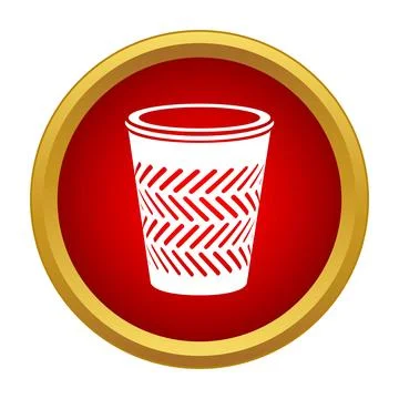 Trash can icon on a red and gold circle Stock Illustration