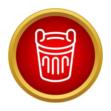 Trash can icon on red button ui element Ilustración de archivo