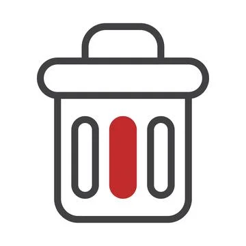 Trash can icon with red delete symbol. Concept of delete, remove, recycle, .. Stock Illustration