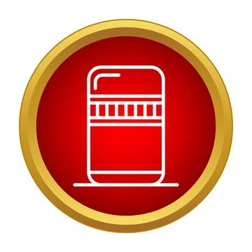 Trash can icon on red gold circle button 스톡 일러스트