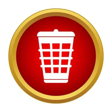 Trash can icon on red round button for deletion Stock Illustration