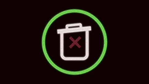Trash Can Icon with Red X Inside a Green Circle on Dark animation Backgroun.. Stock Footage 321861283