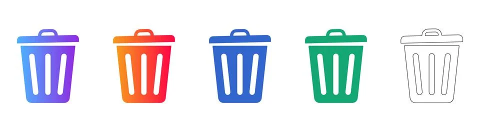Trash Can Icon Set for Delete and Cleanup Actions Stock Illustration