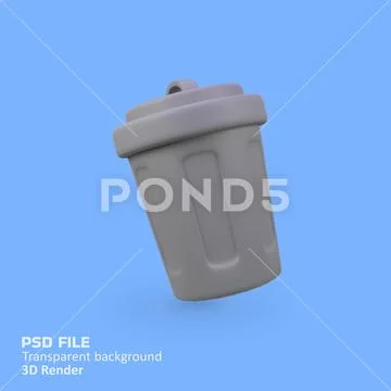 Trash can isolated 3d render icon illustration PSD Template