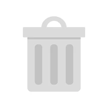 Trash can isolated on white background. Metal cartoon container with lid and Stock Illustration