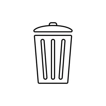 Trash can with lid icon. Container for dumping and storing household Stock Illustration