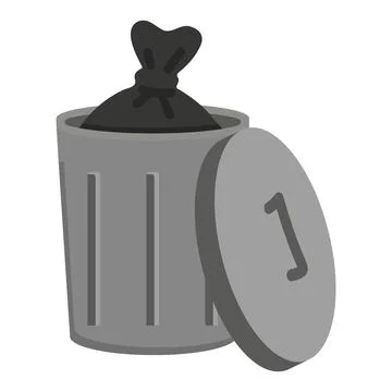 Trash Can With Lid Open Stock Illustration