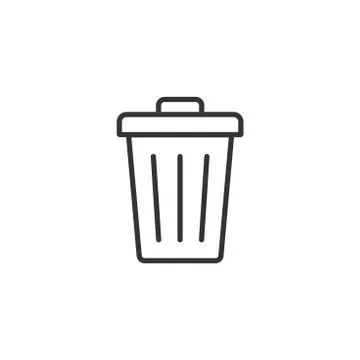 Trash can line icon with editable stroke. Simple black outline flat style design Stock Illustration