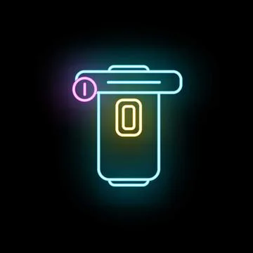 Trash can neon glowing light icon Stock Illustration
