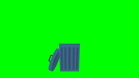 Trash can with an open lid. Dollar coin falls from above into a trash can Stock Footage 304107152