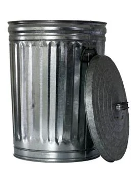 Trash can, opened, top at side Stock Photos