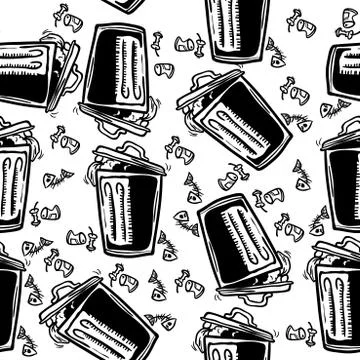 Trash can pattern Stock Illustration