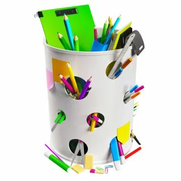 Trash can with pencils 스톡 일러스트