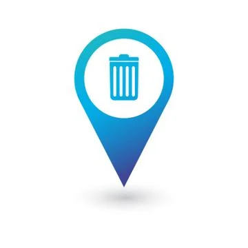 Trash can pin Map pin icon, vector illustration isolated on white background. Stock Illustration