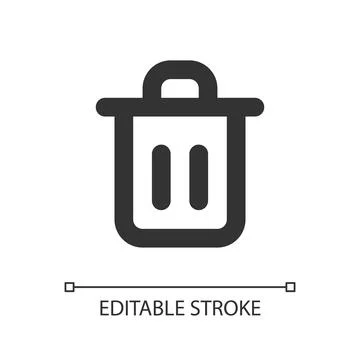Trash can pixel perfect linear ui icon Stock Illustration
