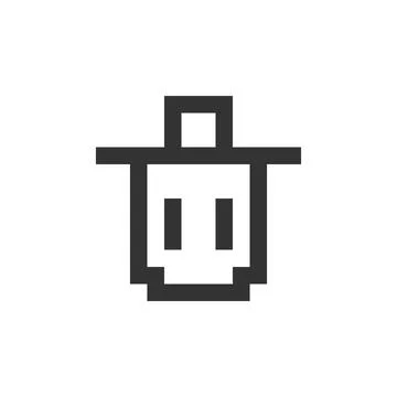 Trash can pixelated ui icon 스톡 일러스트