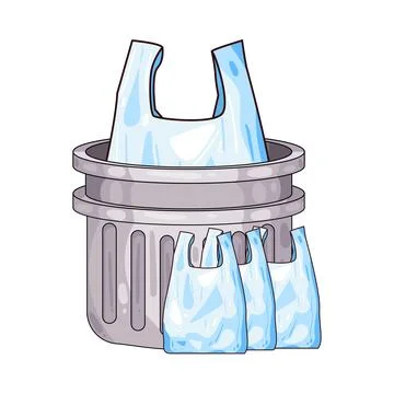 Trash can with plastic trash bags illustration Stock Illustration