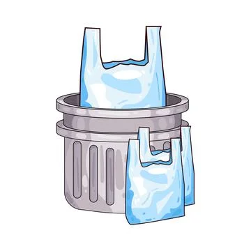Trash can with plastic trash bags illustration Stock Illustration