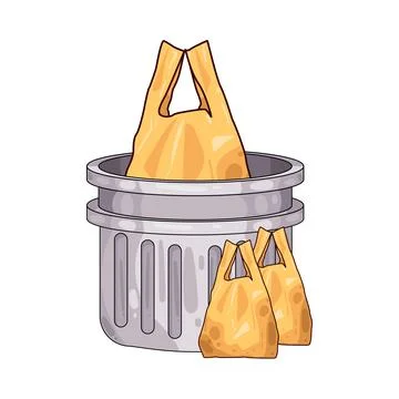 Trash can with plastic trash bags illustration Stock Illustration