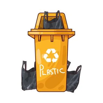 Trash can with plastic trash bags illustration Stock Illustration