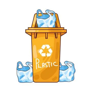 Trash can with plastic trash bags illustration Stock Illustration
