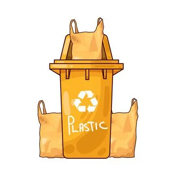 Trash can with plastic trash bags illustration Stock Illustration