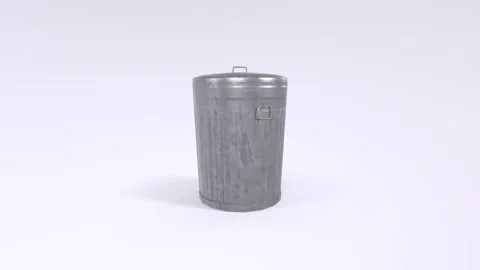 Trash can rotating in loop on white background Stock Footage 261791072