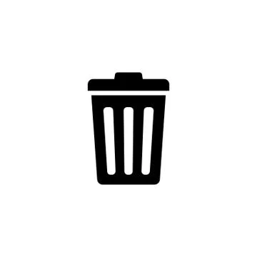 Trash Can, Rubbish Bin Flat Vector Icon Stock Illustration