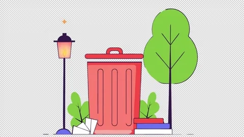 Trash can on the street with a lantern Stock-Footage 332389104