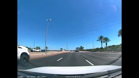 Trash Can Strikes Driver's Windshield On Florida Turnpike, Winter Garden, Florid Stock Footage 346729269