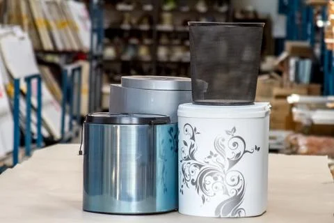 The trash can. Trash can for the kitchen or office. Furniture accessories. Stock Photos