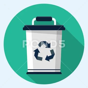 Trash can vector flat icon Stock Illustration