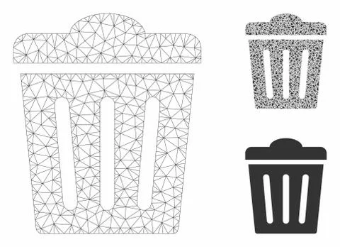 Trash Can Vector Mesh Carcass Model and Triangle Mosaic Icon Stock Illustration