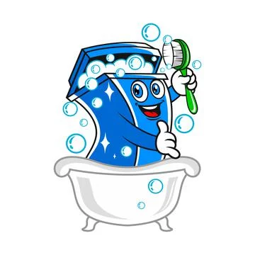 The trash can is washed in the bath. Vector illustration Stock Illustration